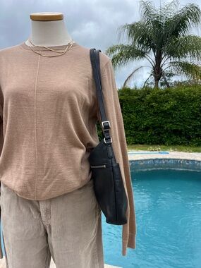 St. John Sweater in Taupe Wool Silk Blend